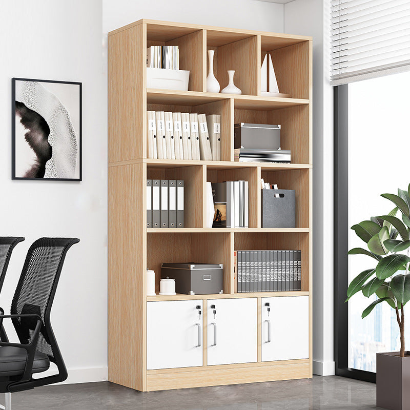 Modern Vertical Filing Cabinet Locking Detail Wooden File Cabinet with Storage Shelves 39.4"L x 11.8"W x 70.9"H Khaki Clearhalo 'Filing Cabinets' 'filling_cabinets' 'furn' 'furn_filling_cabinets' 'Furniture' 'Office Furniture' 6495456