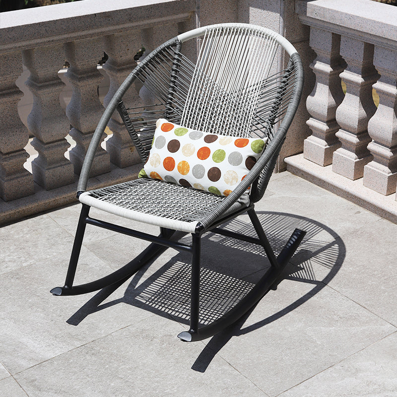 Contemporary Rocking Chair Wicker Spindle Backrest Metal Chair Legs Porch Rocking Chair Grey Clearhalo 'Chairs & Seating' 'furn' 'furn_rocking_chairs' 'Furniture' 'Living Room Furniture' 'Rocking Chairs' 'rocking_chairs' 6497899