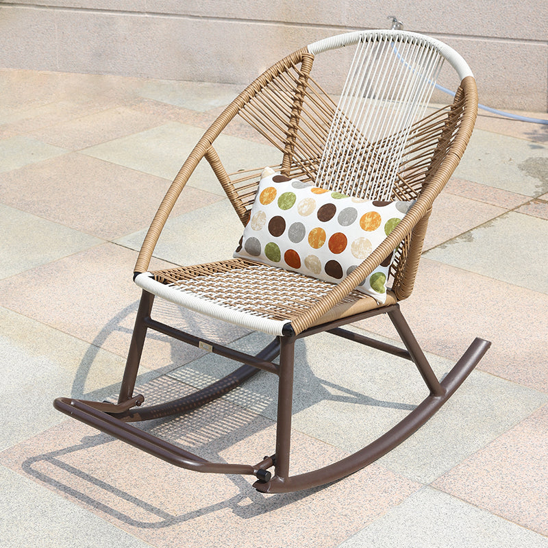 Contemporary Rocking Chair Wicker Spindle Backrest Metal Chair Legs Porch Rocking Chair Orange White Clearhalo 'Chairs & Seating' 'furn' 'furn_rocking_chairs' 'Furniture' 'Living Room Furniture' 'Rocking Chairs' 'rocking_chairs' 6497900