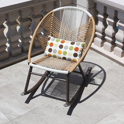 Contemporary Rocking Chair Wicker Spindle Backrest Metal Chair Legs Porch Rocking Chair Orange Clearhalo 'Chairs & Seating' 'furn' 'furn_rocking_chairs' 'Furniture' 'Living Room Furniture' 'Rocking Chairs' 'rocking_chairs' 6497904