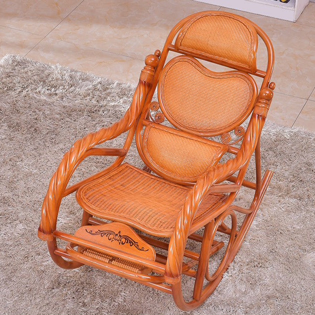 Chaise à bascule traditionnelle rattan couleur solide intégrée accoudoir intérieur chaise à bascule intérieure