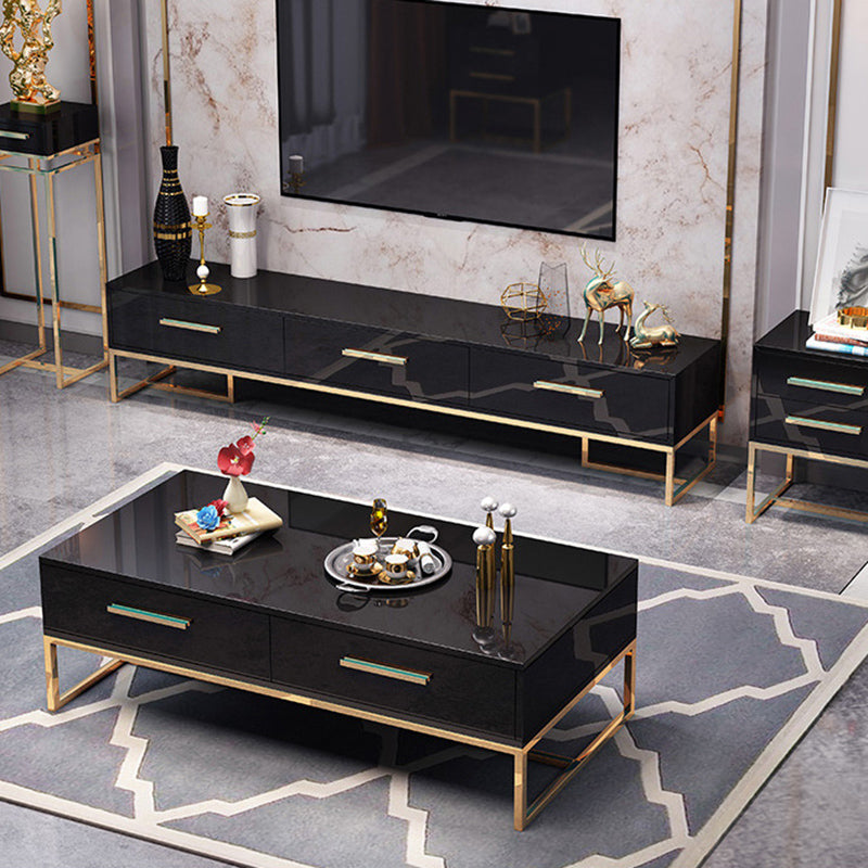 Enclosed Storage Media Console Glass TV Stand Console for Living Room Clearhalo 'furn' 'furn_tv_stands_entertainment_centers' 'Furniture' 'Living Room Furniture' 'TV Stands & Entertainment Centers' 'TV Stands & Media Storage Furniture' 'tv_stands_entertainment_centers' 6498532
