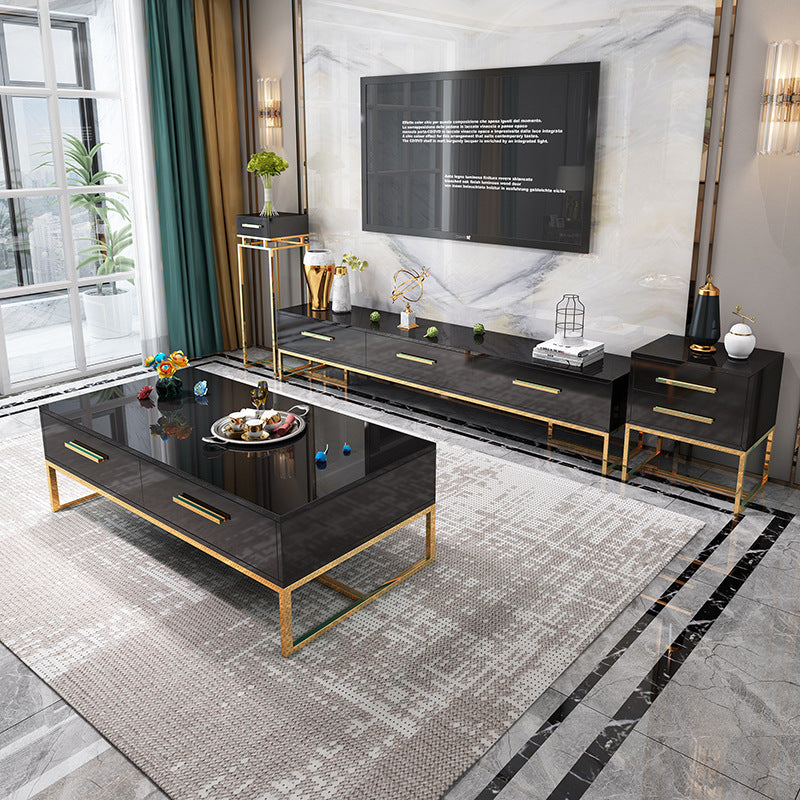 Enclosed Storage Media Console Glass TV Stand Console for Living Room Clearhalo 'furn' 'furn_tv_stands_entertainment_centers' 'Furniture' 'Living Room Furniture' 'TV Stands & Entertainment Centers' 'TV Stands & Media Storage Furniture' 'tv_stands_entertainment_centers' 6498538