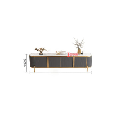 Enclosed Storage Media Console Glam TV Stand Console for Living Room