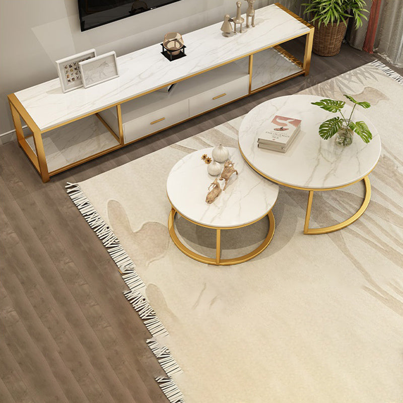 Console multimédia Glam, meuble TV à rangement ouvert, pour salon