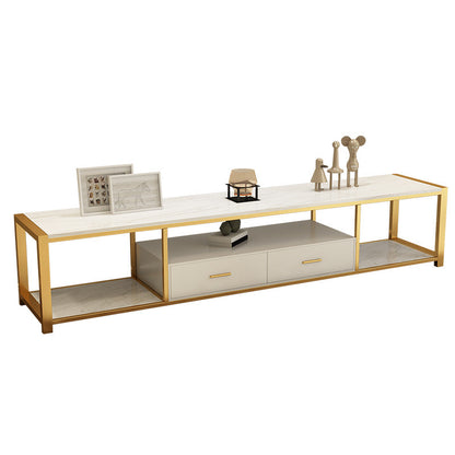 Console multimédia Glam, meuble TV à rangement ouvert, pour salon