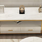 Console multimédia Glam, meuble TV à rangement ouvert, pour salon