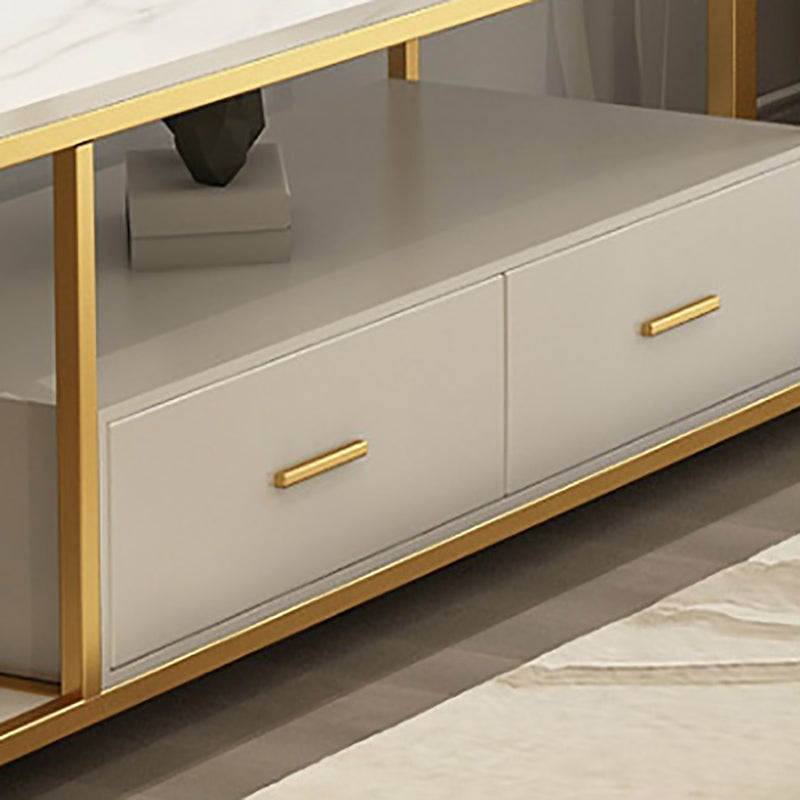 Console multimédia Glam, meuble TV à rangement ouvert, pour salon