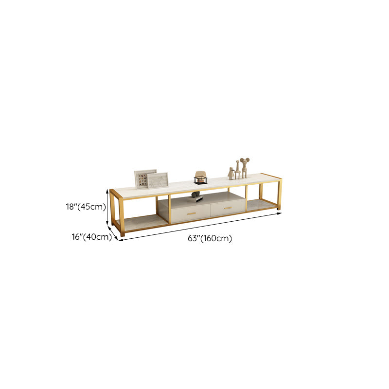 Console multimédia Glam, meuble TV à rangement ouvert, pour salon