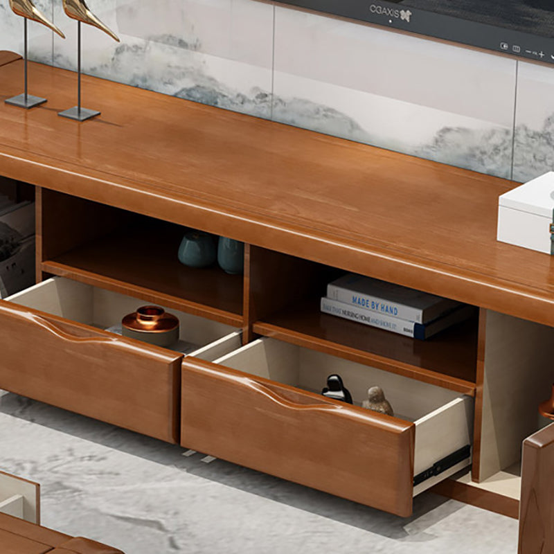 Traditional TV Console Rubber Wood Open Storage TV Stand Console for Living Room Clearhalo 'furn' 'furn_tv_stands_entertainment_centers' 'Furniture' 'Living Room Furniture' 'TV Stands & Entertainment Centers' 'TV Stands & Media Storage Furniture' 'tv_stands_entertainment_centers' 6498599