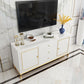 Enclosed Storage Media Console Glass TV Stand Console with Drawers 47"L x 16"W x 26"H White Clearhalo 'furn' 'furn_tv_stands_entertainment_centers' 'Furniture' 'Living Room Furniture' 'TV Stands & Entertainment Centers' 'TV Stands & Media Storage Furniture' 'tv_stands_entertainment_centers' 6498606