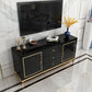 Enclosed Storage Media Console Glass TV Stand Console with Drawers 47"L x 16"W x 26"H Black Clearhalo 'furn' 'furn_tv_stands_entertainment_centers' 'Furniture' 'Living Room Furniture' 'TV Stands & Entertainment Centers' 'TV Stands & Media Storage Furniture' 'tv_stands_entertainment_centers' 6498608