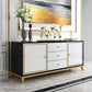 Enclosed Storage Media Console Glass TV Stand Console with Drawers 59"L x 16"W x 26"H Black-White Clearhalo 'furn' 'furn_tv_stands_entertainment_centers' 'Furniture' 'Living Room Furniture' 'TV Stands & Entertainment Centers' 'TV Stands & Media Storage Furniture' 'tv_stands_entertainment_centers' 6498609