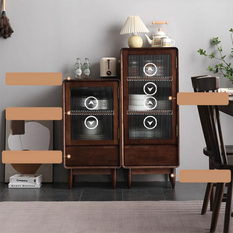 スカンジナビアのディスプレイスタンドは、ドア付きのラバーウッドハッチビュッフェです