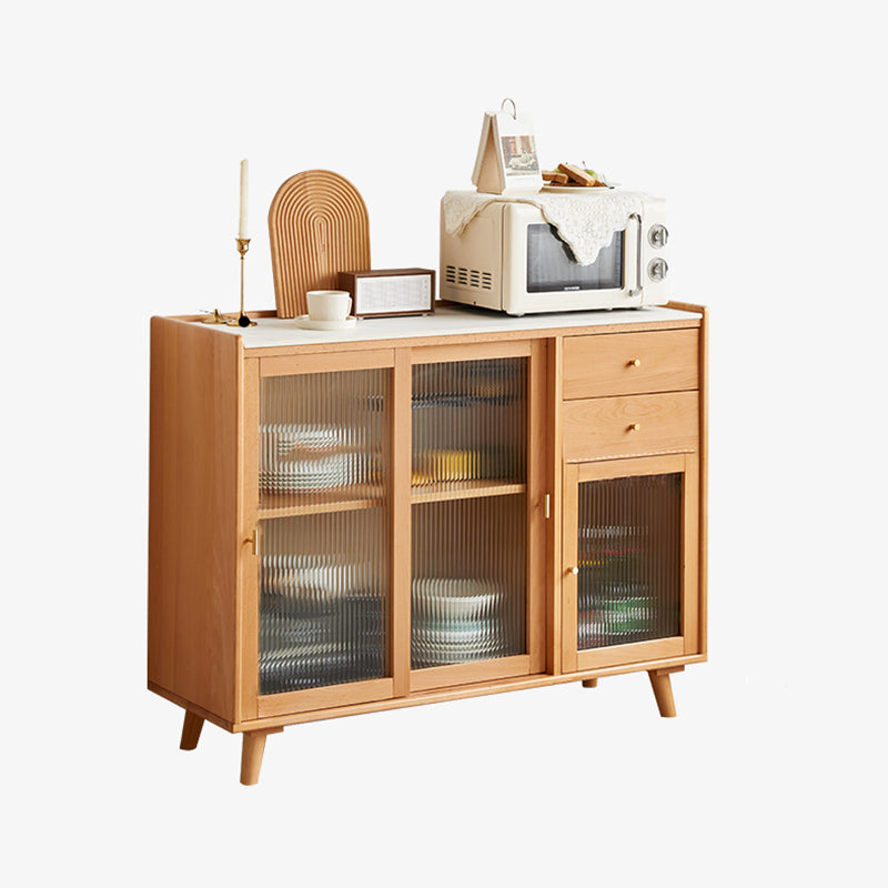 Display scandinavo Porte di faggio in vetro cabine mobile a buffet con porte per soggiorno