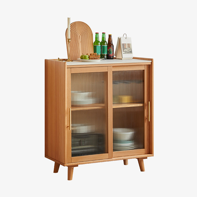 Display scandinavo Porte di faggio in vetro cabine mobile a buffet con porte per soggiorno