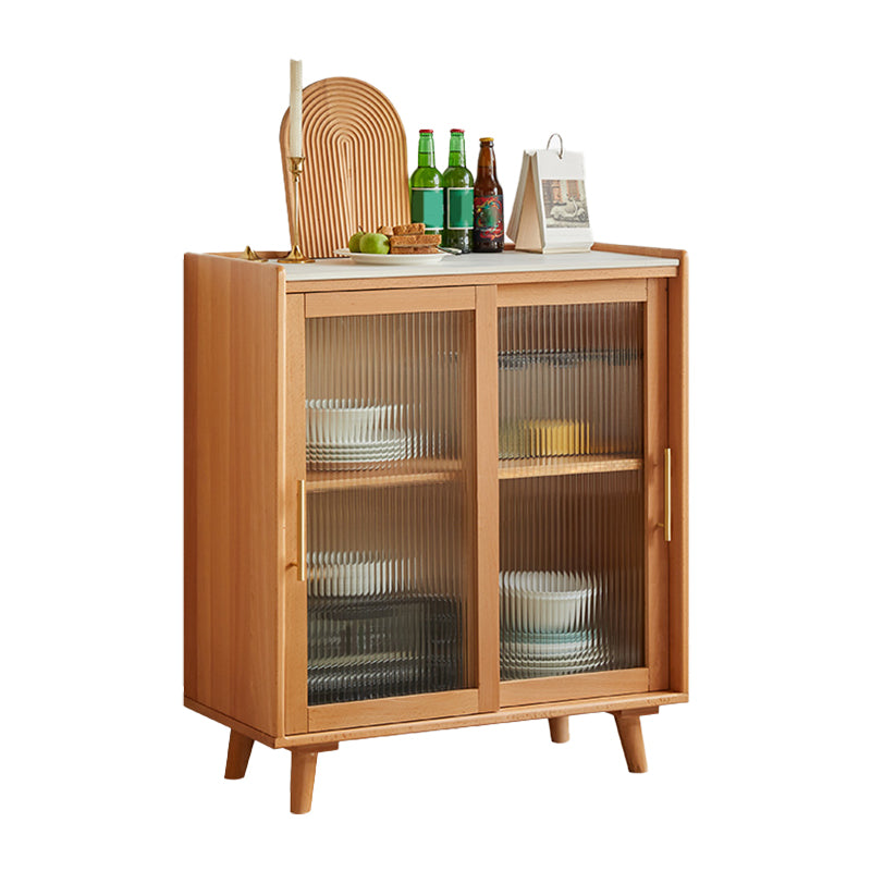 Display scandinavo Porte di faggio in vetro cabine mobile a buffet con porte per soggiorno