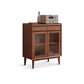 Scandinavian Display Stand Oil Oak Glass Doors Buffet Cabinet with Doors for Living Room