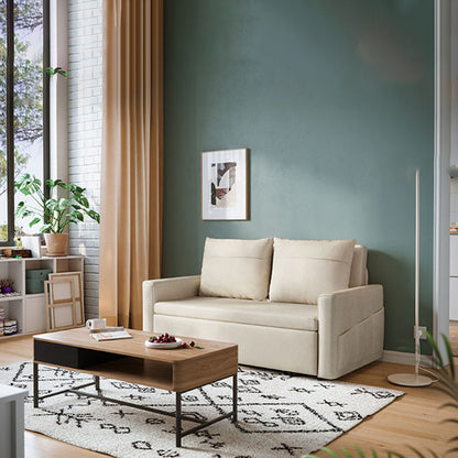 Faux Leather Sofa Bed with 2 Pillows Contemporary Seating 2 Seater