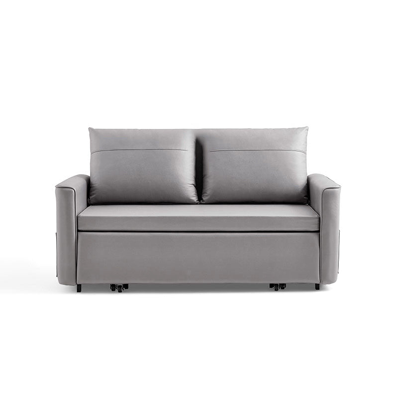 Faux Leather Sofa Bed with 2 Pillows Contemporary Seating 2 Seater