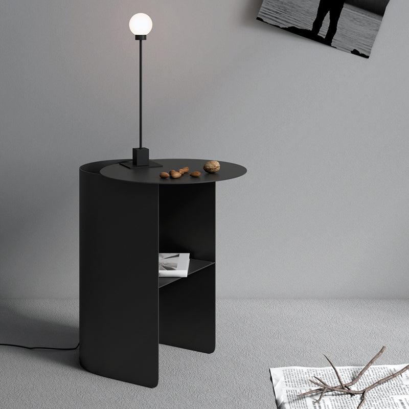 1 Shelf Industrial Night Table Metal Nightstand Open Storage ,20" Tall Black 1 Piece Clearhalo 'Bedroom Furniture' 'furn' 'furn_night_stand' 'Furniture' 'night_stand' 'Nightstands' 6498747