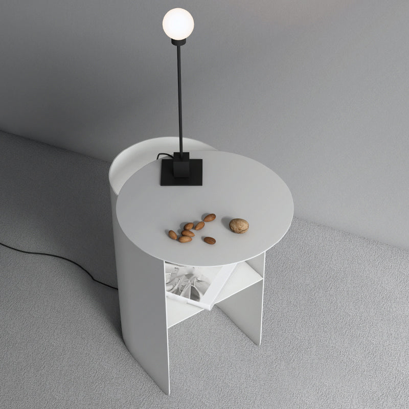 1 Shelf Industrial Night Table Metal Nightstand Open Storage ,20" Tall White 1 Piece Clearhalo 'Bedroom Furniture' 'furn' 'furn_night_stand' 'Furniture' 'night_stand' 'Nightstands' 6498748