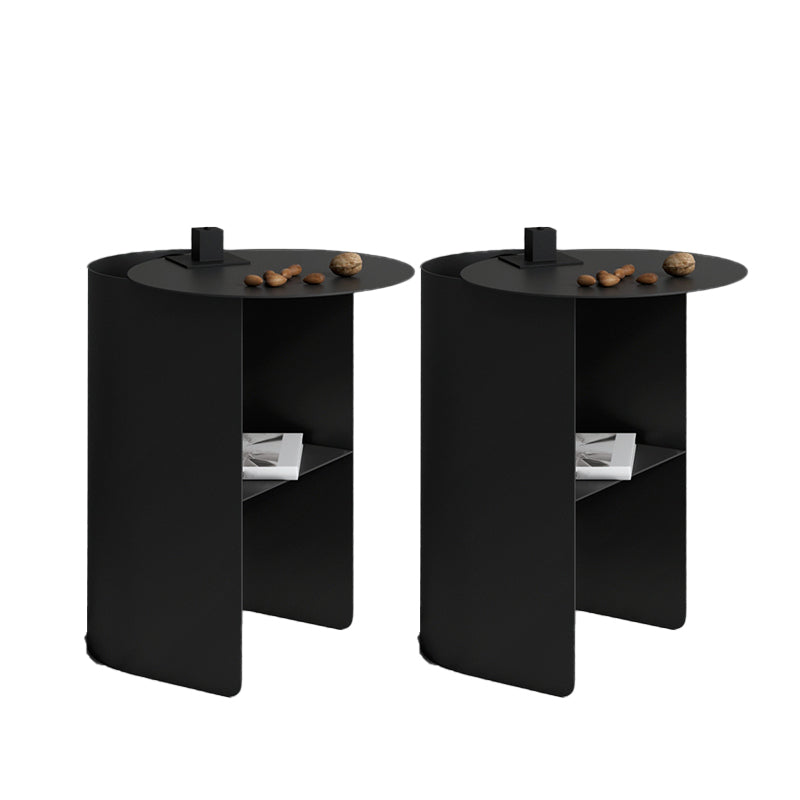 1 Shelf Industrial Night Table Metal Nightstand Open Storage ,20" Tall Black 2 Piece Set Clearhalo 'Bedroom Furniture' 'furn' 'furn_night_stand' 'Furniture' 'night_stand' 'Nightstands' 6498750