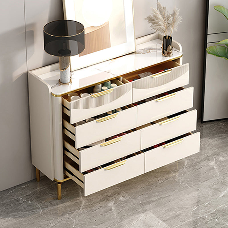 Glam Stone Chest Bedroom Storage Chest in White with Metal Legs Clearhalo 'Bedroom Furniture' 'Dressers & Chests' 'dressers_chests' 'furn' 'furn_dressers_chests' 'Furniture' 6498942