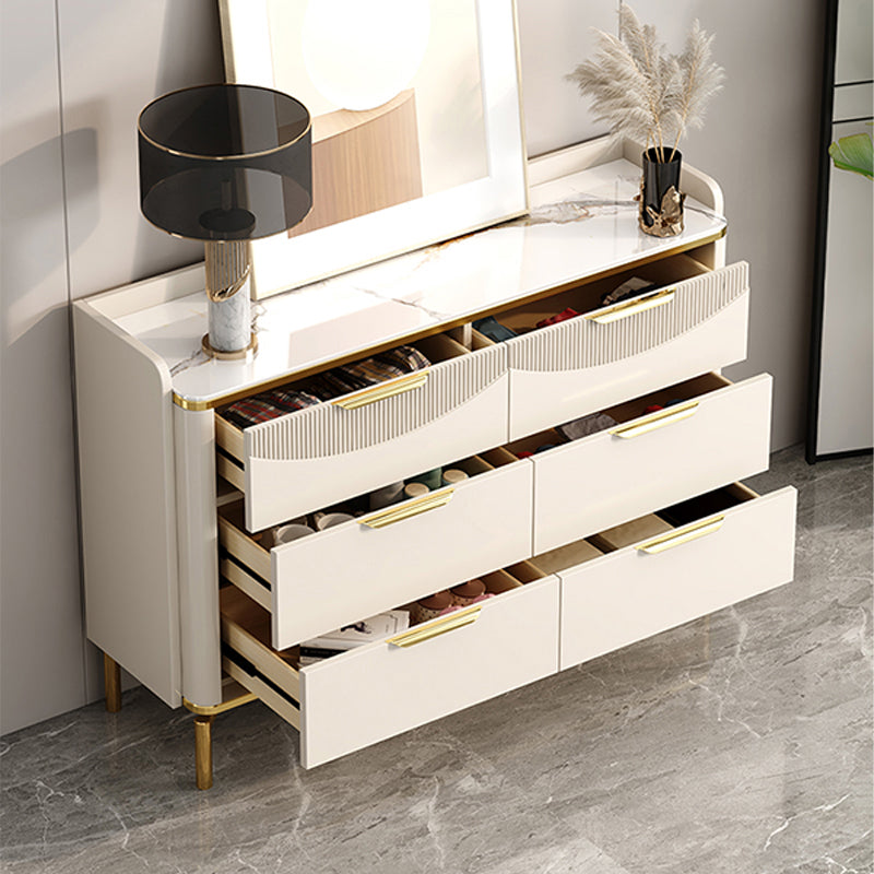 Glam Stone Chest Bedroom Storage Chest in White with Metal Legs Clearhalo 'Bedroom Furniture' 'Dressers & Chests' 'dressers_chests' 'furn' 'furn_dressers_chests' 'Furniture' 6498949