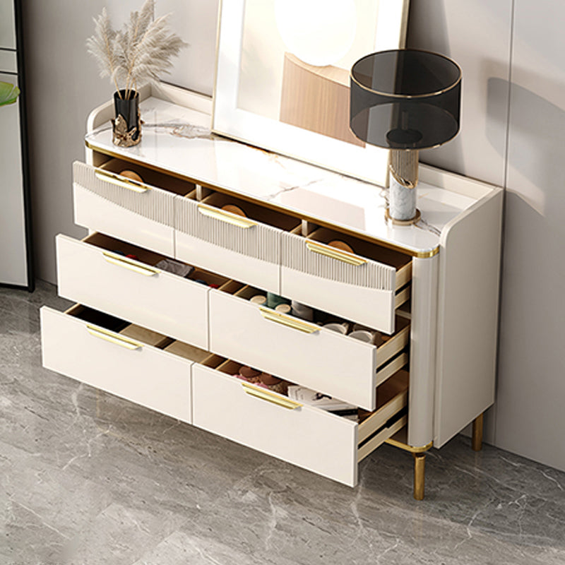 Glam Stone Chest Bedroom Storage Chest in White with Metal Legs Clearhalo 'Bedroom Furniture' 'Dressers & Chests' 'dressers_chests' 'furn' 'furn_dressers_chests' 'Furniture' 6498950