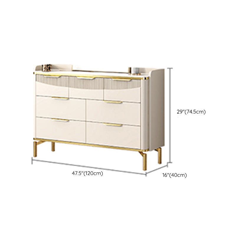 Glam Stone Chest Bedroom Storage Chest in White with Metal Legs Clearhalo 'Bedroom Furniture' 'Dressers & Chests' 'dressers_chests' 'furn' 'furn_dressers_chests' 'Furniture' 6498953