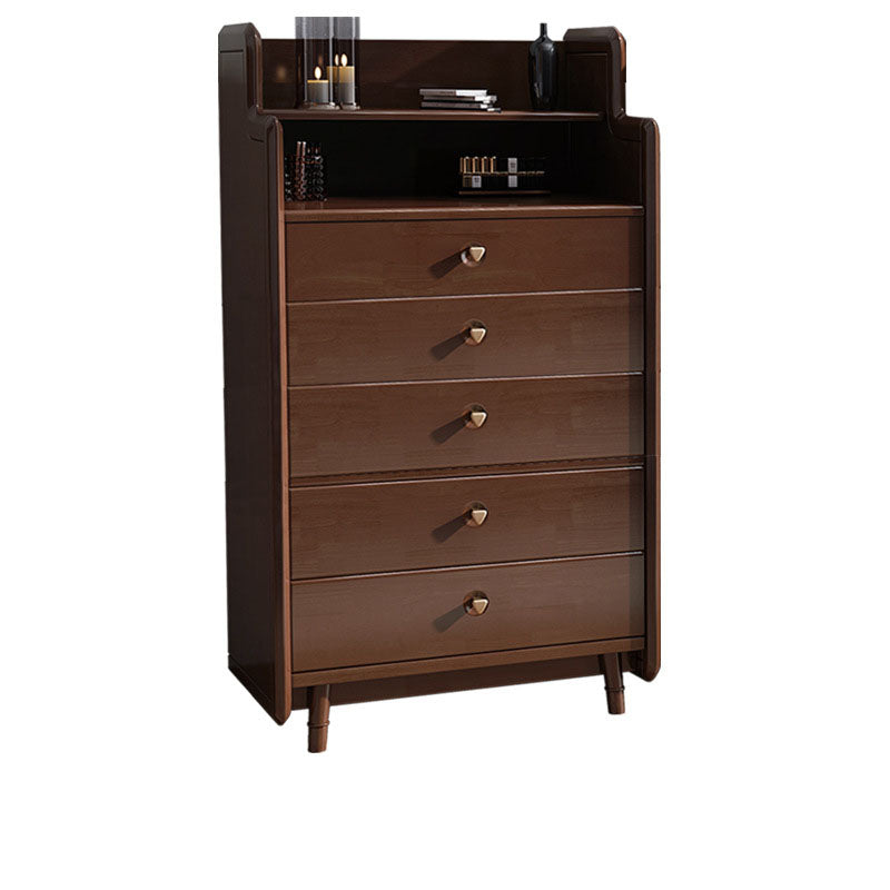 Glam Vertical Solid Wood Storage Chest Bedroom Chest with Drawers Nut-Brown 5 Clearhalo 'Bedroom Furniture' 'Dressers & Chests' 'dressers_chests' 'furn' 'furn_dressers_chests' 'Furniture' 6498978