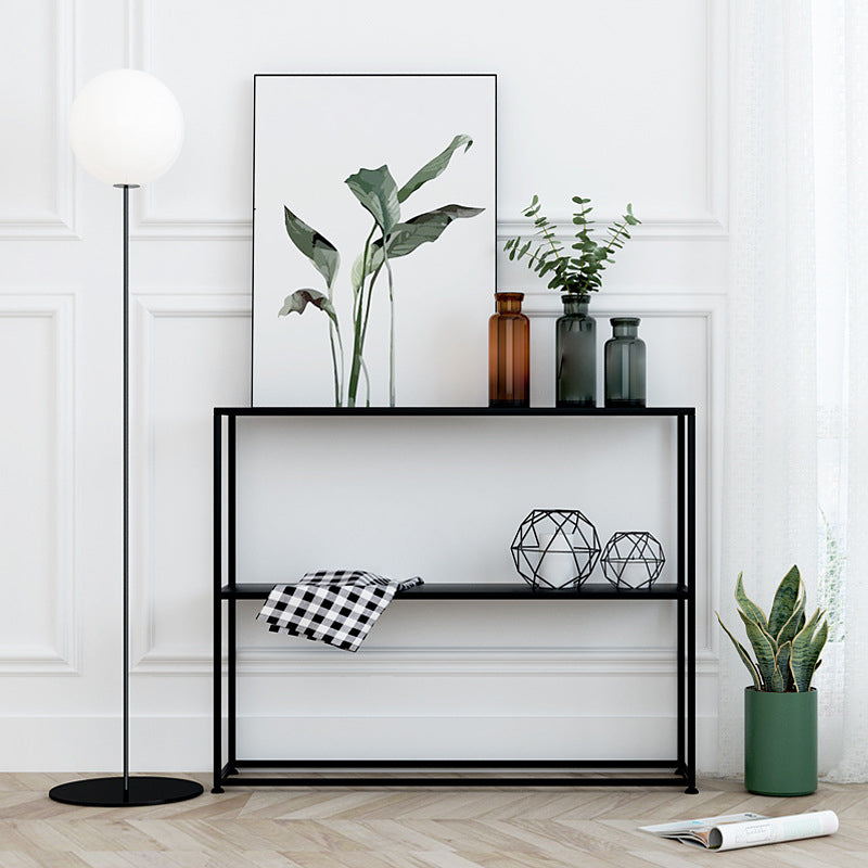 Iron Rectangle Console Table Modern Frame Base Accent Table for Hall