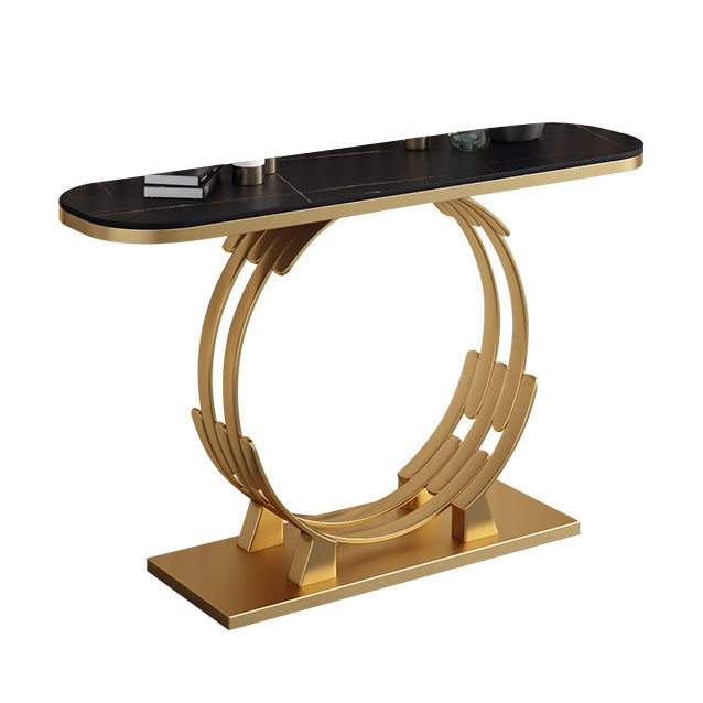 31" H Glam Console Accent Table Antique Finish Console Sofa Table Clearhalo 'Console Tables' 'console_tables' 'Entry & Mudroom Furniture' 'furn' 'furn_console_tables' 'Furniture' 6499164
