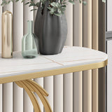 31" H Glam Console Accent Table Antique Finish Console Sofa Table Clearhalo 'Console Tables' 'console_tables' 'Entry & Mudroom Furniture' 'furn' 'furn_console_tables' 'Furniture' 6499165