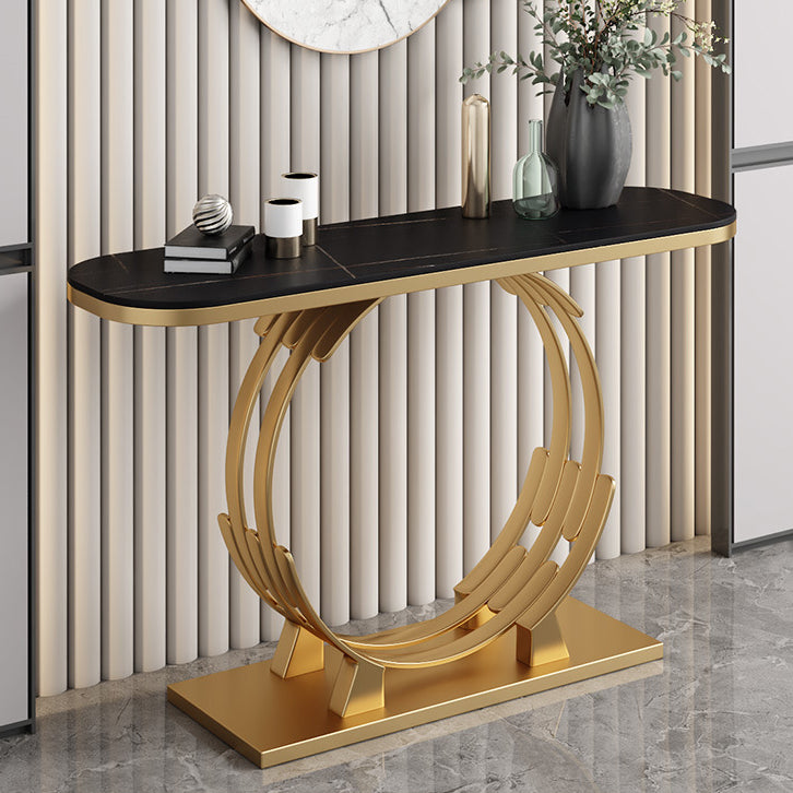 31" H Glam Console Accent Table Antique Finish Console Sofa Table Clearhalo 'Console Tables' 'console_tables' 'Entry & Mudroom Furniture' 'furn' 'furn_console_tables' 'Furniture' 6499168