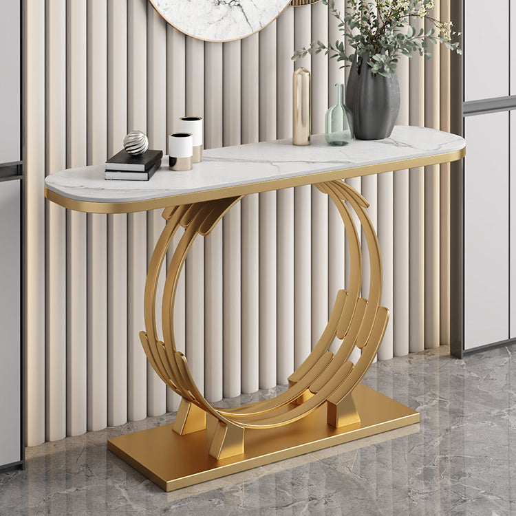 31" H Glam Console Accent Table Antique Finish Console Sofa Table White Clearhalo 'Console Tables' 'console_tables' 'Entry & Mudroom Furniture' 'furn' 'furn_console_tables' 'Furniture' 6499169