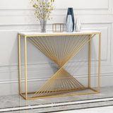 Marble Rectangle Accent Table 11.81" W 1-shelf Console Table for Hall