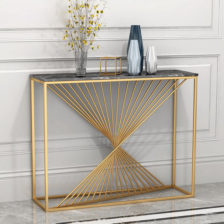 Marble Rectangle Accent Table 11.81" W 1-shelf Console Table for Hall