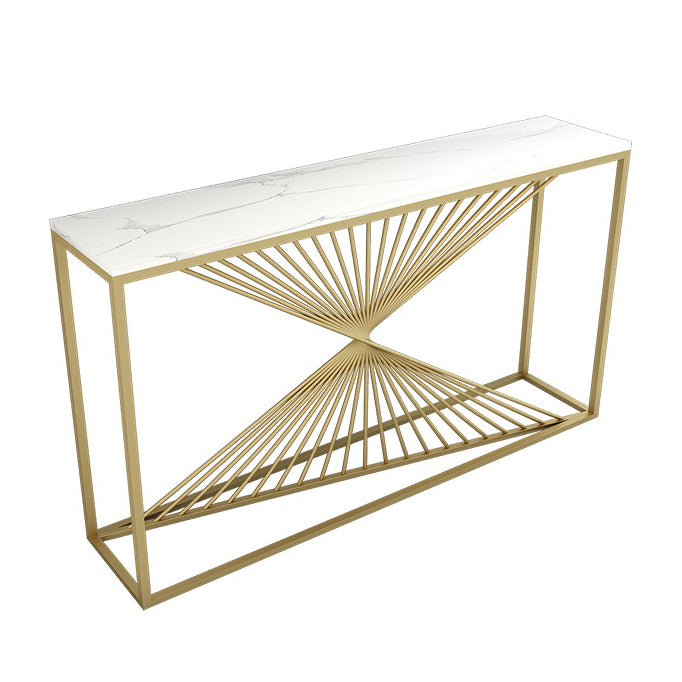 Glam Rectangle Accent Table 31.5" Tall Marble Console Table for Hall Clearhalo 'Console Tables' 'console_tables' 'Entry & Mudroom Furniture' 'furn' 'furn_console_tables' 'Furniture' 6499194