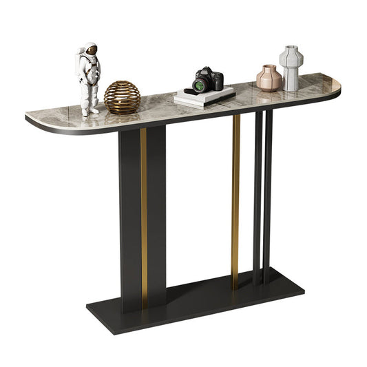 Modern Stone Console Table 11.81" W Half Moon Accent Table for Hall Clearhalo 'Console Tables' 'console_tables' 'Entry & Mudroom Furniture' 'furn' 'furn_console_tables' 'Furniture' 6499216