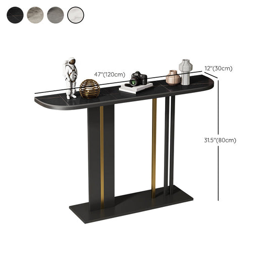 Modern Stone Console Table 11.81" W Half Moon Accent Table for Hall Clearhalo 'Console Tables' 'console_tables' 'Entry & Mudroom Furniture' 'furn' 'furn_console_tables' 'Furniture' 6499222