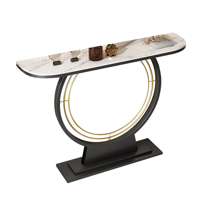 Stone Half Moon Accent Tabla 11.81 "W Mesa de consola de 1 estante para Hall
