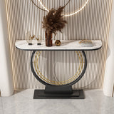 Stone Half Moon Accent Tabla 11.81 "W Mesa de consola de 1 estante para Hall