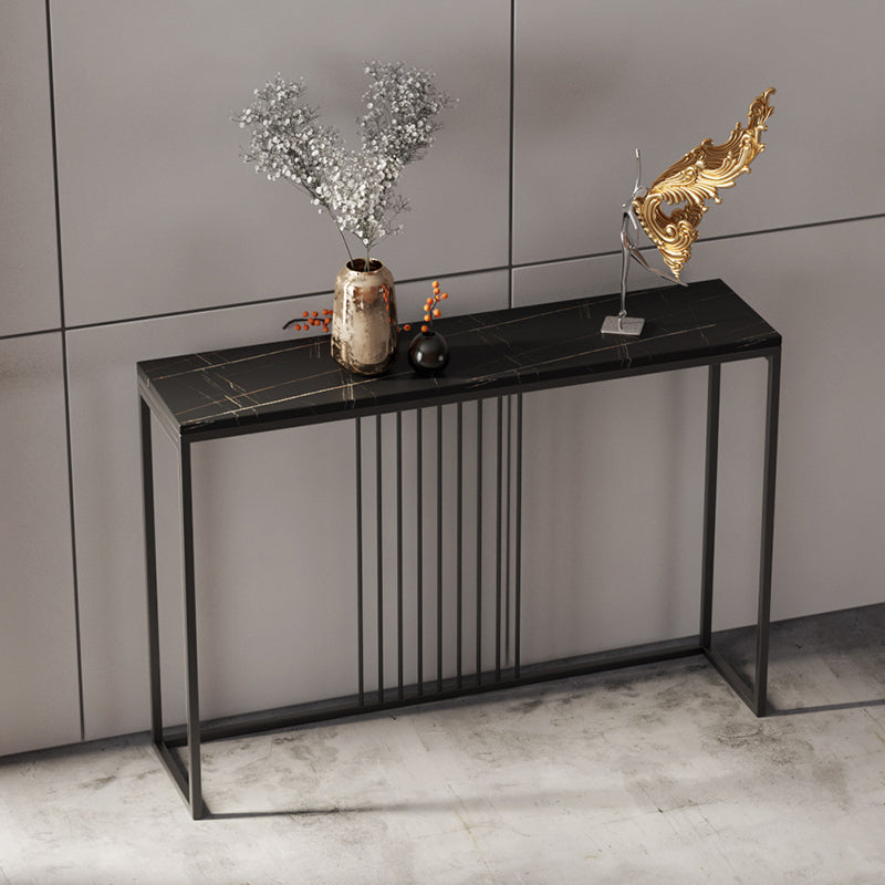 31.5" Tall 1-shelf Console Table Modern Stone Accent Table for Hall Black Clearhalo 'Console Tables' 'console_tables' 'Entry & Mudroom Furniture' 'furn' 'furn_console_tables' 'Furniture' 6499243