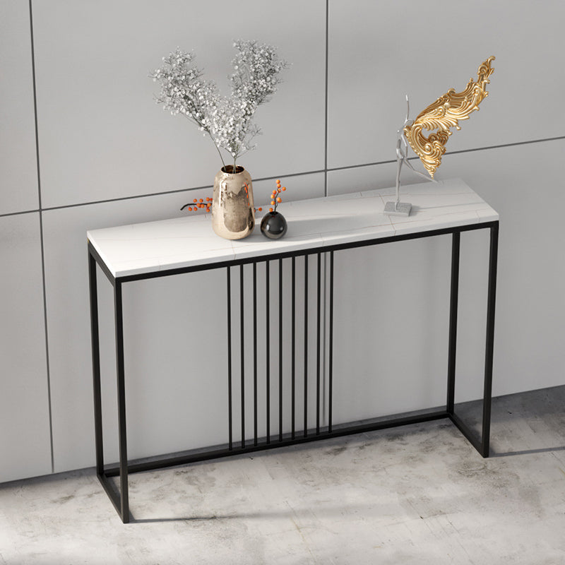 31.5" Tall 1-shelf Console Table Modern Stone Accent Table for Hall White-Black Clearhalo 'Console Tables' 'console_tables' 'Entry & Mudroom Furniture' 'furn' 'furn_console_tables' 'Furniture' 6499245