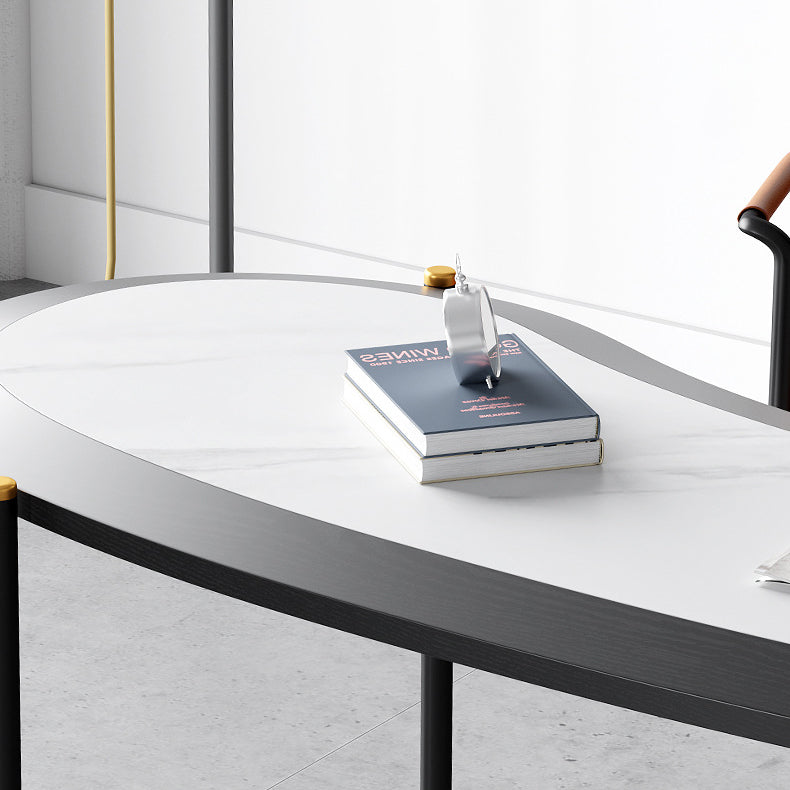 Contemporary Writing Desk Home Stone Office Desk with Black Legs Clearhalo 'furn' 'furn_office_desk' 'Furniture' 'Office Desks' 'Office Furniture' 'office_desk' 6499886