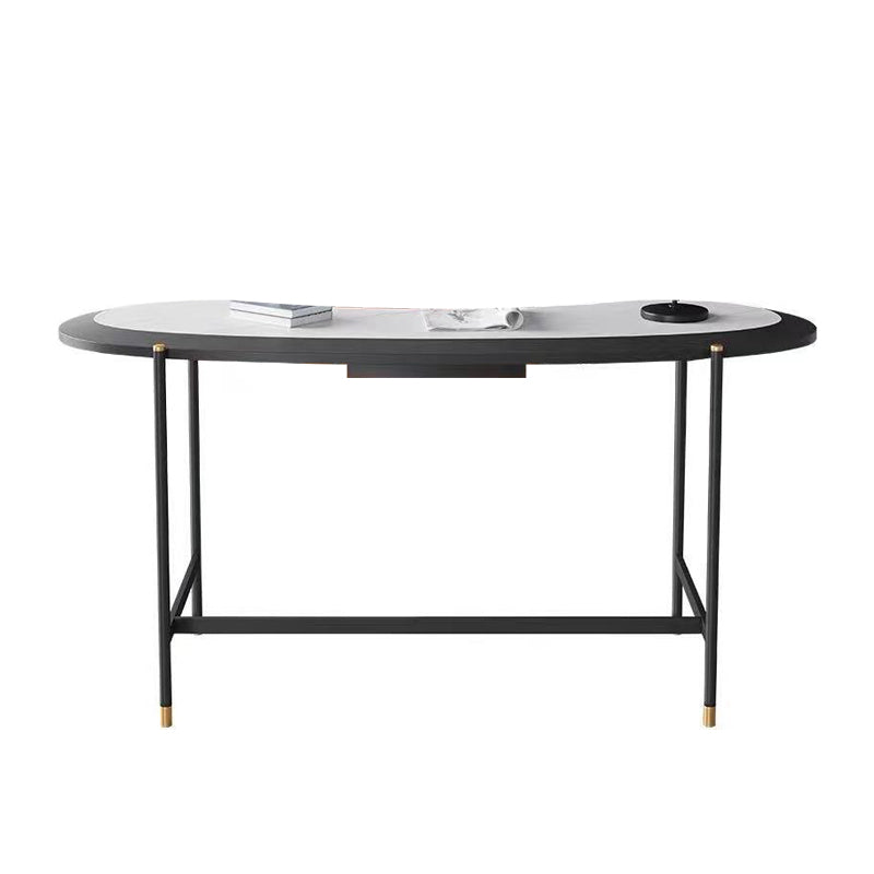 Contemporary Writing Desk Home Stone Office Desk with Black Legs Clearhalo 'furn' 'furn_office_desk' 'Furniture' 'Office Desks' 'Office Furniture' 'office_desk' 6499887