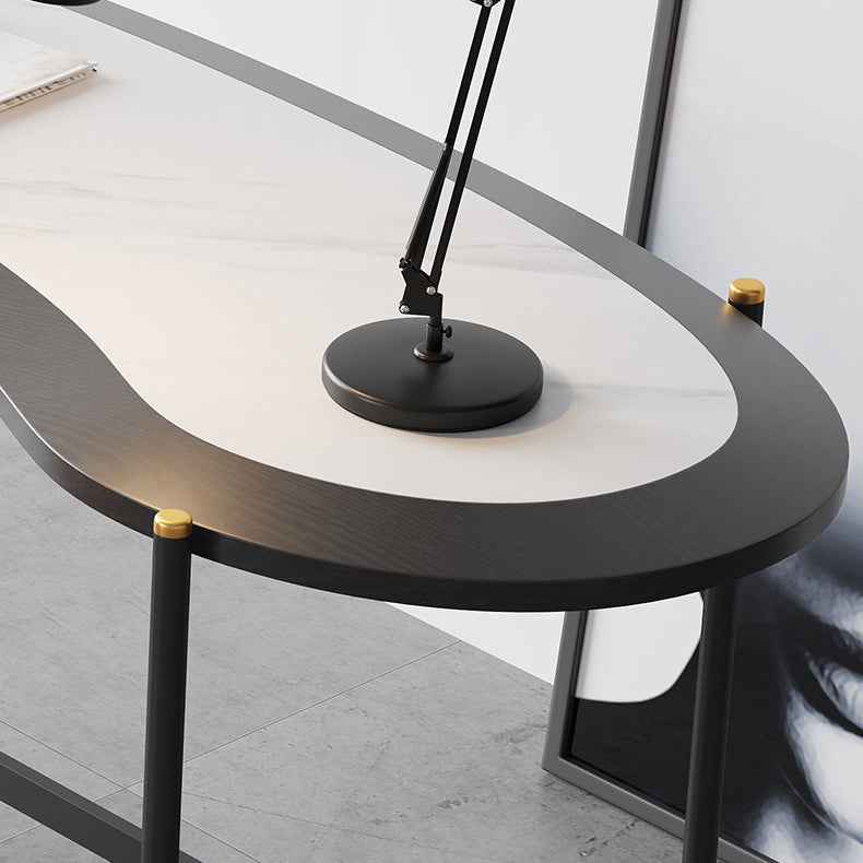 Contemporary Writing Desk Home Stone Office Desk with Black Legs Clearhalo 'furn' 'furn_office_desk' 'Furniture' 'Office Desks' 'Office Furniture' 'office_desk' 6499888