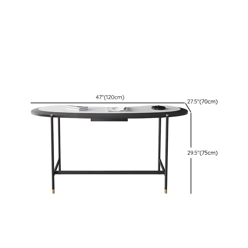 Contemporary Writing Desk Home Stone Office Desk with Black Legs Clearhalo 'furn' 'furn_office_desk' 'Furniture' 'Office Desks' 'Office Furniture' 'office_desk' 6499892